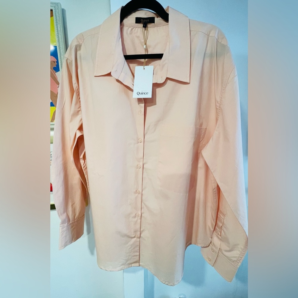 Quince 100% Organic Cotton Poplin Long Sleeve Boyfriend Shirt